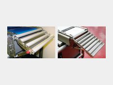 Gravity outfeed rollersA gravity roller kit can be fixed to the outfeed of the machine.Two widths and two lengths are available.Once fixed to the machine the angle of which the roller assembly sits can be adjusted.