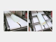 V deckWhen salami / sausage or a similar shaped product is to be used on the 700 series weigh price labeler (e.g. HI, MI, LI) an optional V conveyor system is available.The central part of the conveyor deck has a V shaped profile and using wider conveyor belts the product can be transferred along the V without rolling sideways.Suitable pack guides can be used to aid stability.
